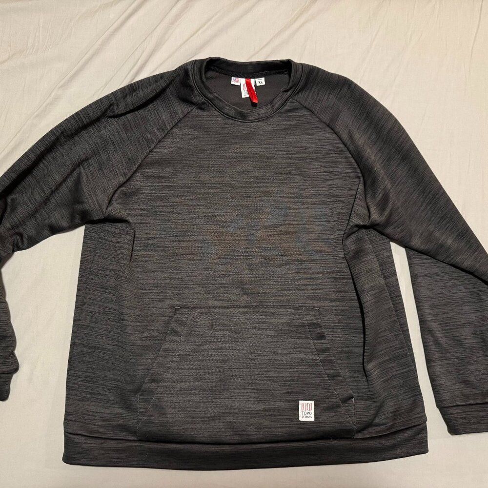 Topo Designs Mountain Crew Sweatshirt Men's XL Heather Gray Fleece Pullover